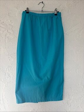 Vintage Turquoise Midi Skirt - Elastic Waist